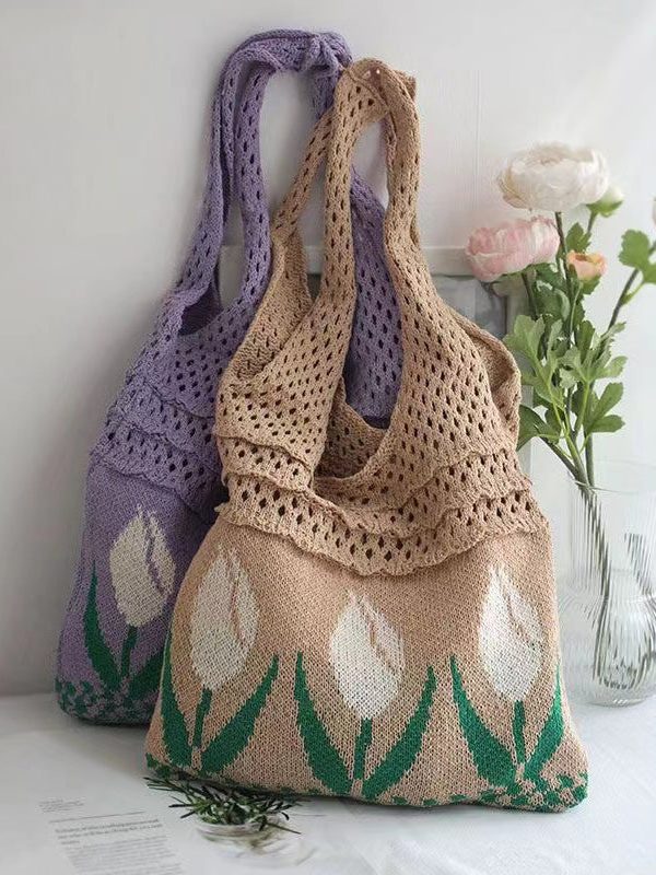 Original Hollowed Out Jacquard Knitted Shoulder Bag
