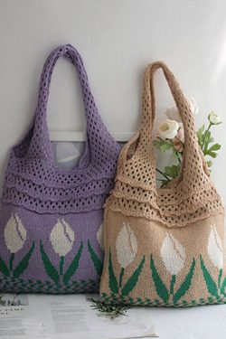 Original Hollowed Out Jacquard Knitted Shoulder Bag