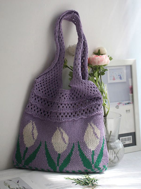 Original Hollowed Out Jacquard Knitted Shoulder Bag