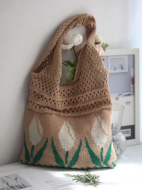 Original Hollowed Out Jacquard Knitted Shoulder Bag