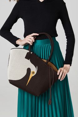 Original New Coffee Knitted Large Capacity Shoulder Bag