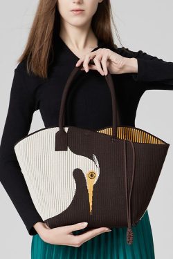 Original New Coffee Knitted Large Capacity Shoulder Bag