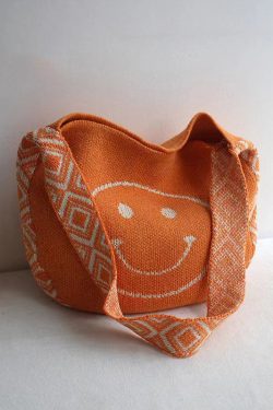 Original Orange Smiling Face Knitted Messenger Bag