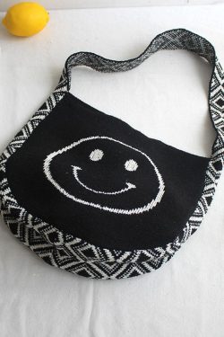 Original Orange Smiling Face Knitted Messenger Bag