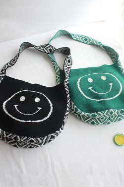 Original Orange Smiling Face Knitted Messenger Bag