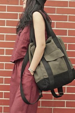 Original stitching single shoulder backpack dual-use canvas bag big bag