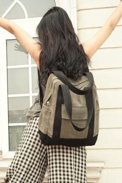 Original stitching single shoulder backpack dual-use canvas bag big bag