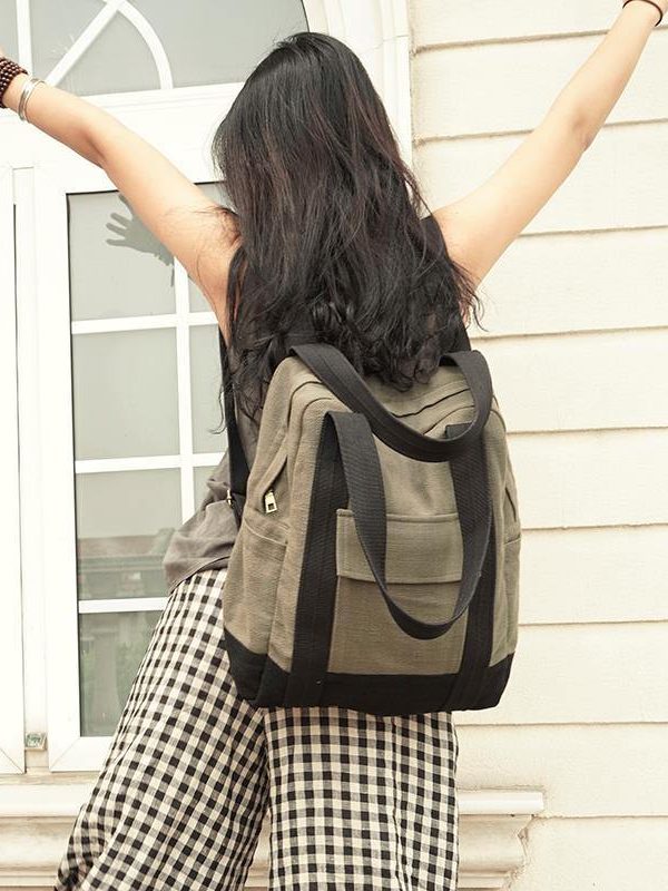 Original stitching single shoulder backpack dual-use canvas bag big bag