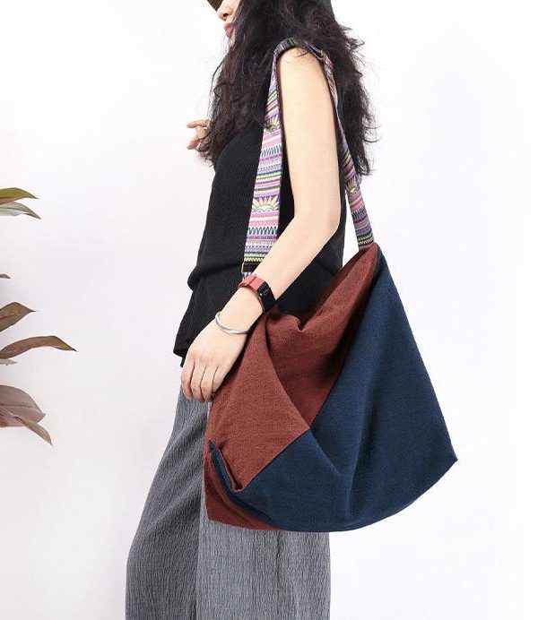 Original stitching single shoulder backpack dual-use canvas bag