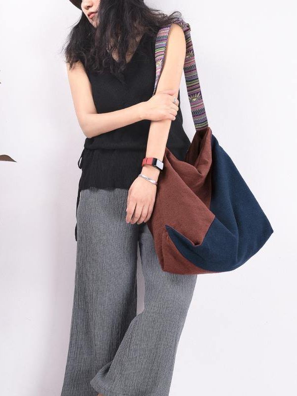 Original stitching single shoulder backpack dual-use canvas bag