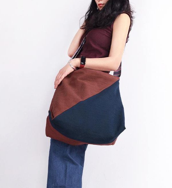 Original stitching single shoulder backpack dual-use canvas bag