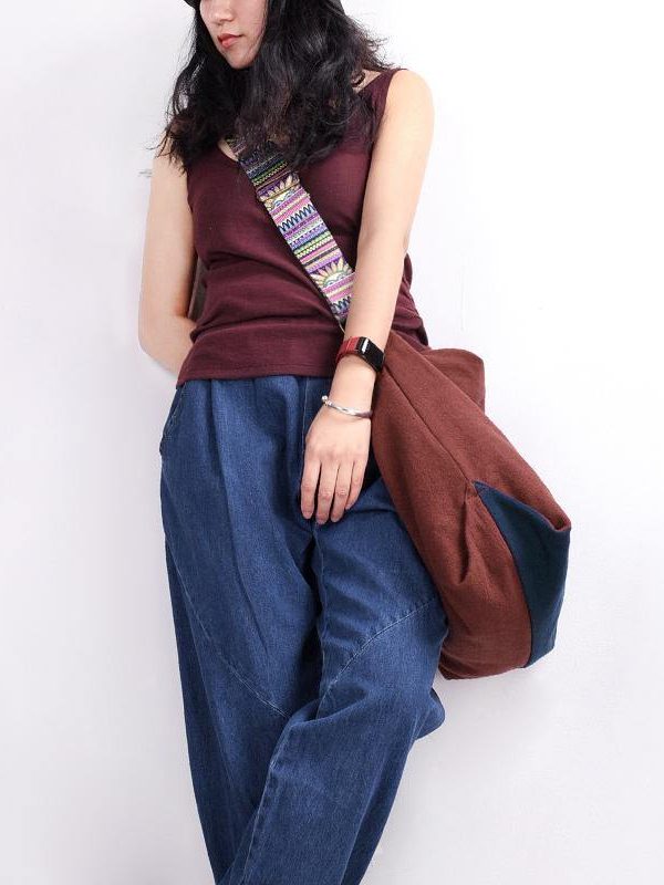 Original stitching single shoulder backpack dual-use canvas bag