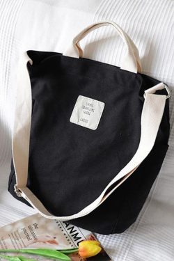 Oversized Beautiful Casual Patchwork Large black Canvas Shoulder Bag