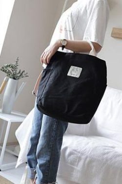 Oversized Beautiful Casual Patchwork Large black Canvas Shoulder Bag