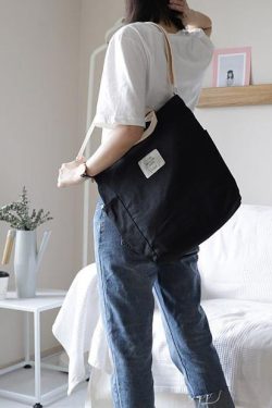Oversized Beautiful Casual Patchwork Large black Canvas Shoulder Bag