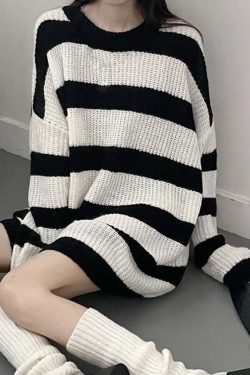 Oversized Striped Knit Sweater