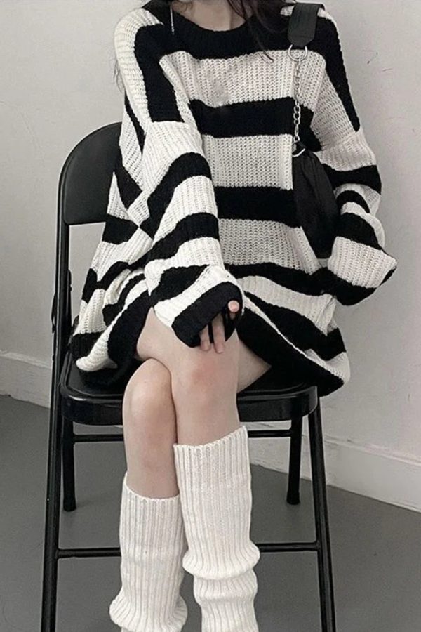 Oversized Striped Knit Sweater