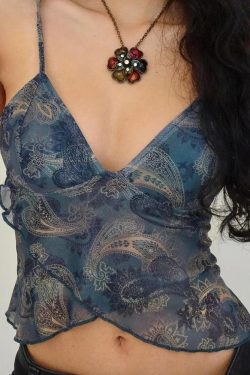 Paisley Mesh Crop Top