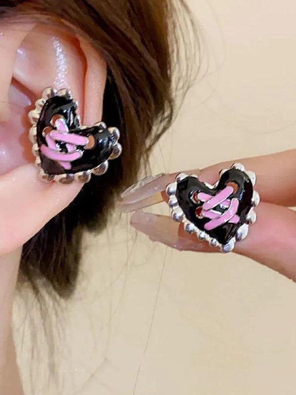 Pastel Goth Corset Heart Earrings