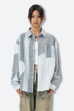 Patchwork Striped & Plaid Shirt