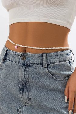 Pearl Belly Chain With Butterfly Pendant