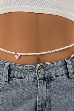 Pearl Belly Chain With Butterfly Pendant