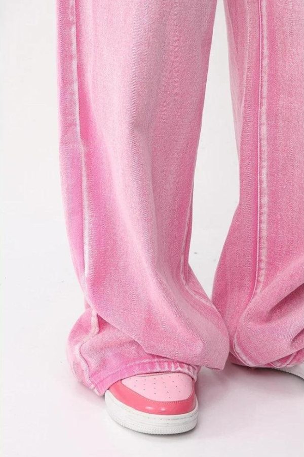 Pink Denim Jacket & Pants Two Piece Set