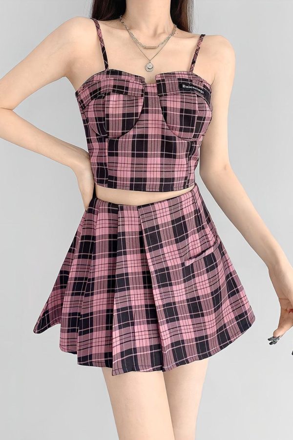 Pink Mini Skirt & Crop Top Two Piece Set