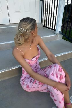 Pink Rose Satin Maxi Dress