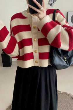 Pink Striped Knit Cardigan