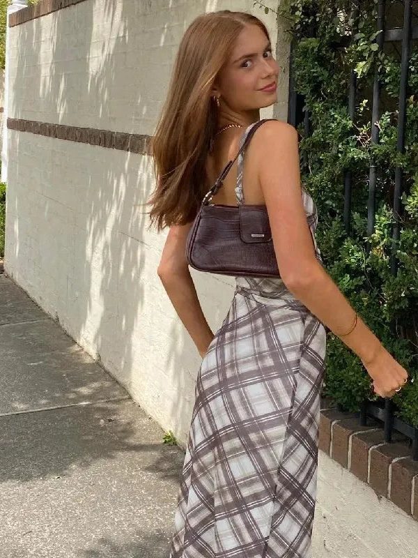 Plaid Slip Midi Dress