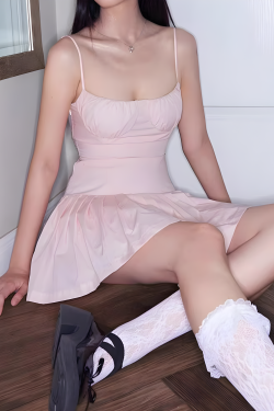 Pleated Pink Mini Dress