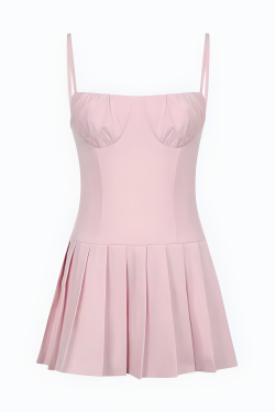 Pleated Pink Mini Dress