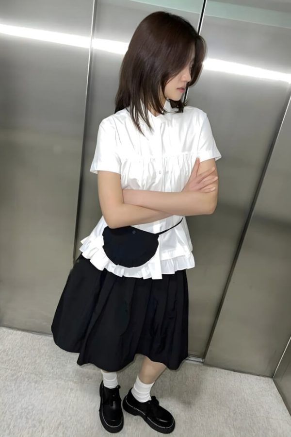 Pleated Pocket Midi Skirt