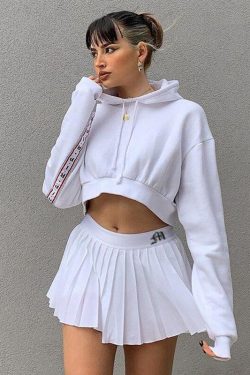 Pleated White Mini Tennis Skirt
