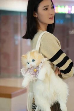 Plush Cat Doll Backpack Cute Fluffy Kawaii Rucksack