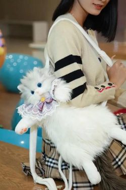 Plush Cat Doll Backpack Cute Fluffy Kawaii Rucksack
