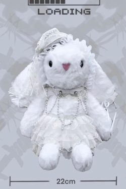Plush Rabbit Lolita Backpack White Lace Y2K Bag