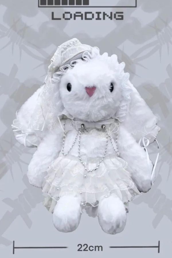 Plush Rabbit Lolita Backpack White Lace Y2K Bag