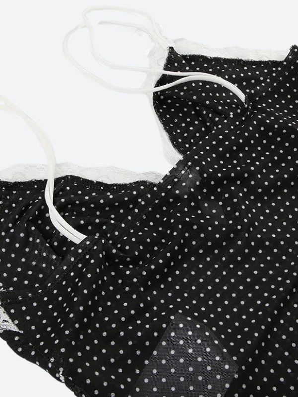 Polka Dot Mesh Top