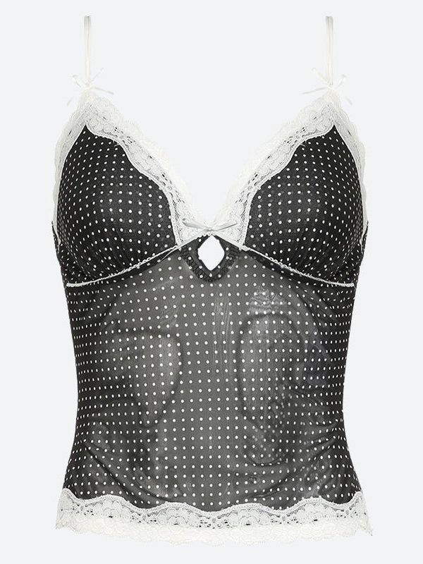 Polka Dot Mesh Top