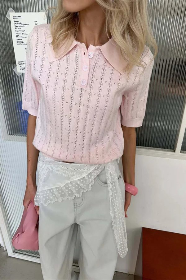 Preppy Polo Knit Top