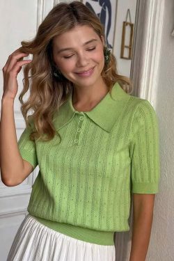 Preppy Polo Knit Top