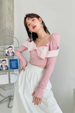 Puff Shoulder Bow Crop Top