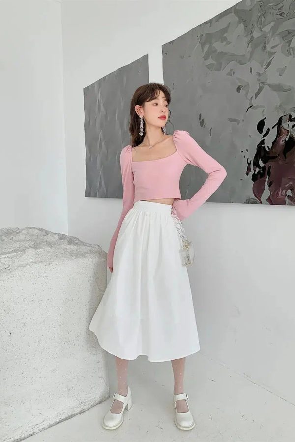 Puff Shoulder Bow Crop Top