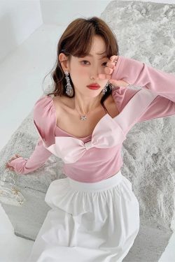 Puff Shoulder Bow Crop Top