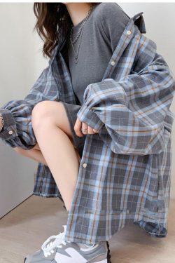 Puff Sleeve Plaid Shirt