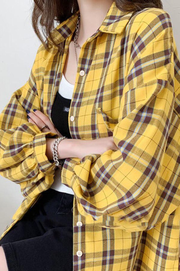 Puff Sleeve Plaid Shirt