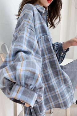 Puff Sleeve Plaid Shirt