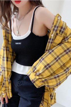 Puff Sleeve Plaid Shirt